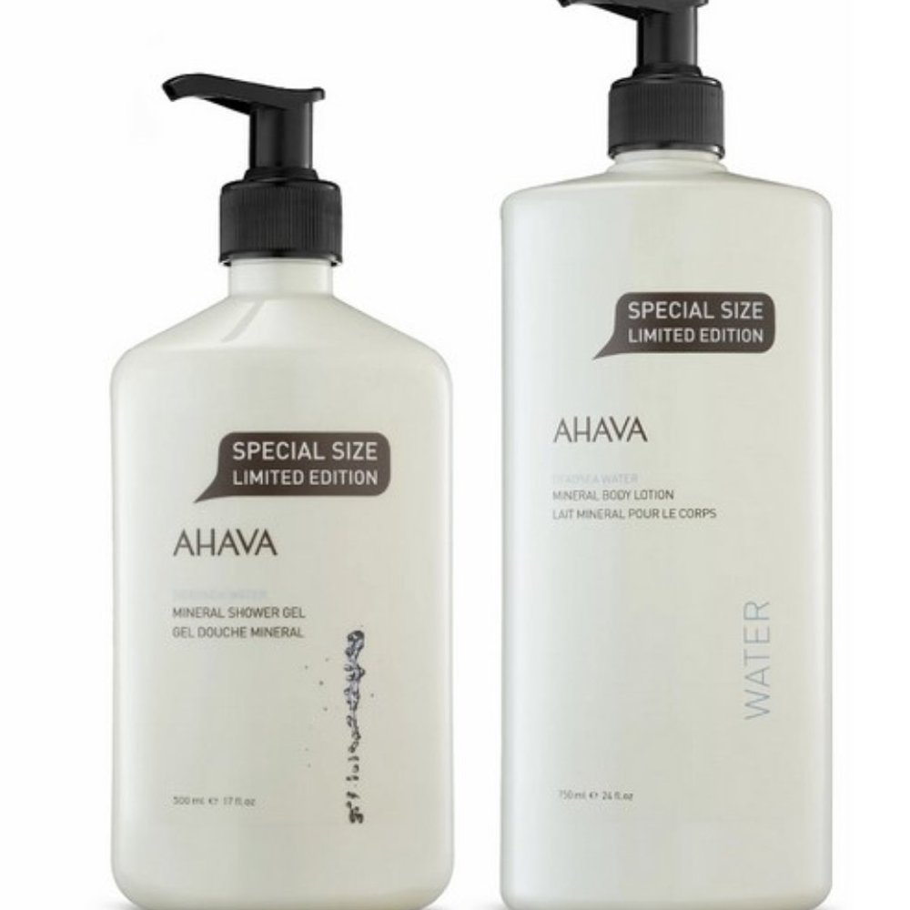 NIB AHAVA Triple Size Mineral Body Lotion +  Double Size Mineral Shower Gel